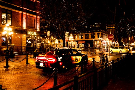 Photography Of Police Car During Night Time photo