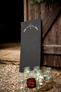 Clear Glass Jars Near Black Board photo