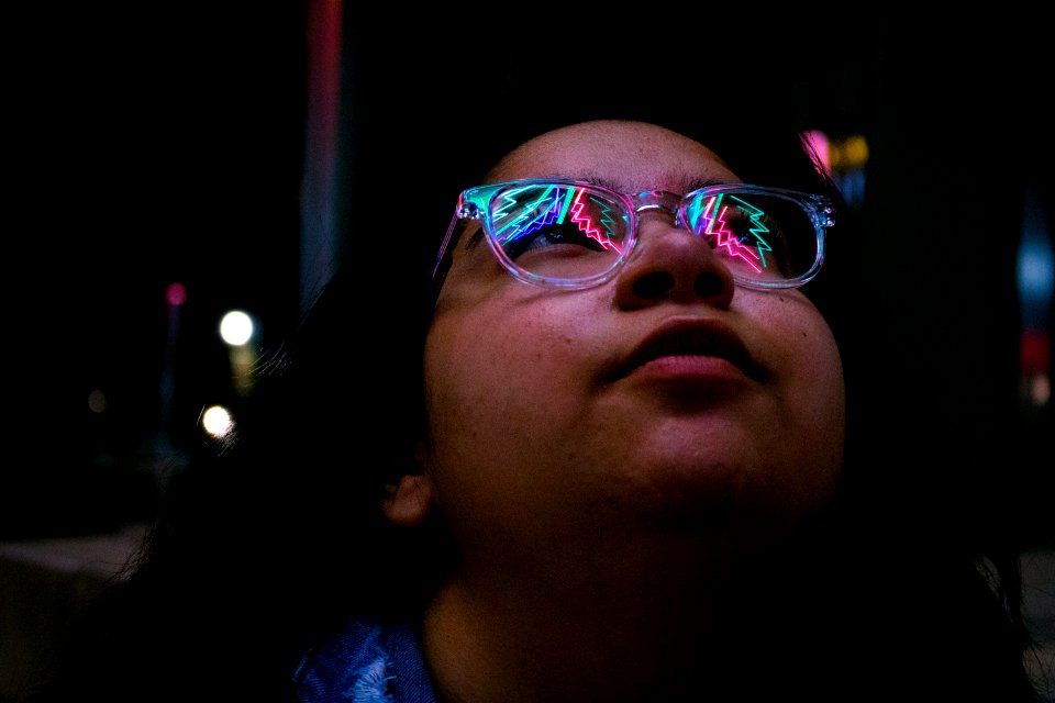 Woman Wearing Eyeglasses During Nighttime