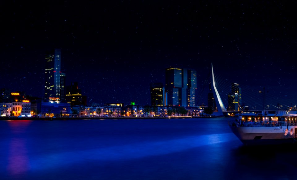 City Skyline Under Clear Sky During Nighttime photo