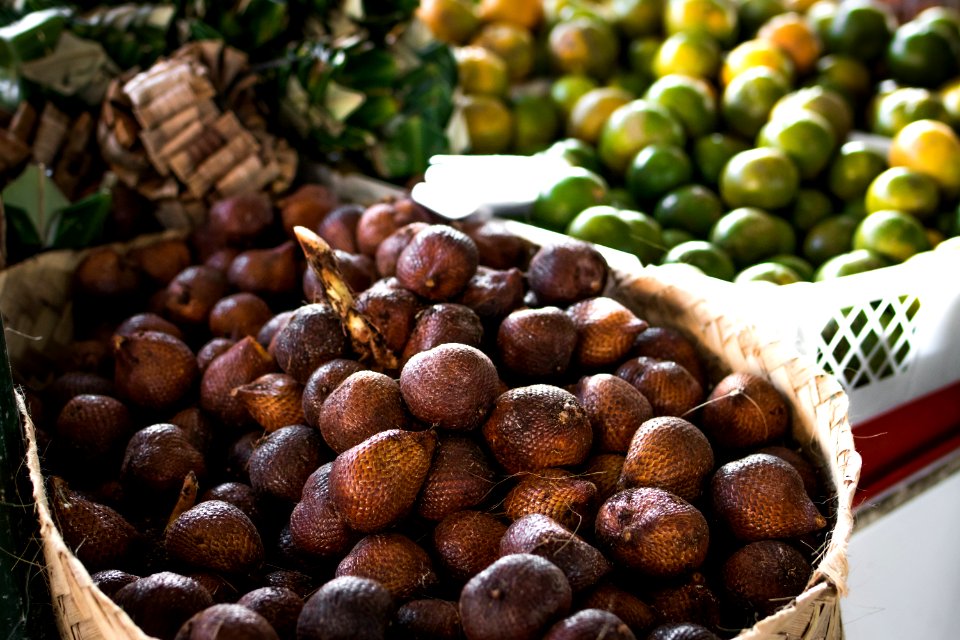 Pile Of Brown Fruit With Brown Basket