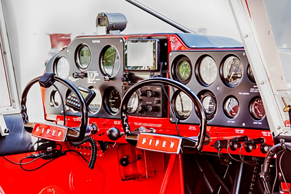 Red And Black Airplane Cockpit