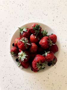 Bowl Of Red Strawberry photo
