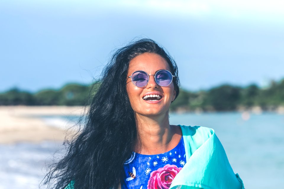 Woman In Blue Dress