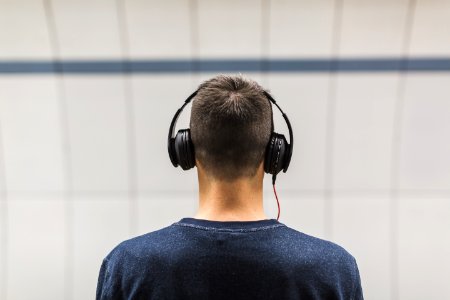 Man Wearing Black Headphones photo