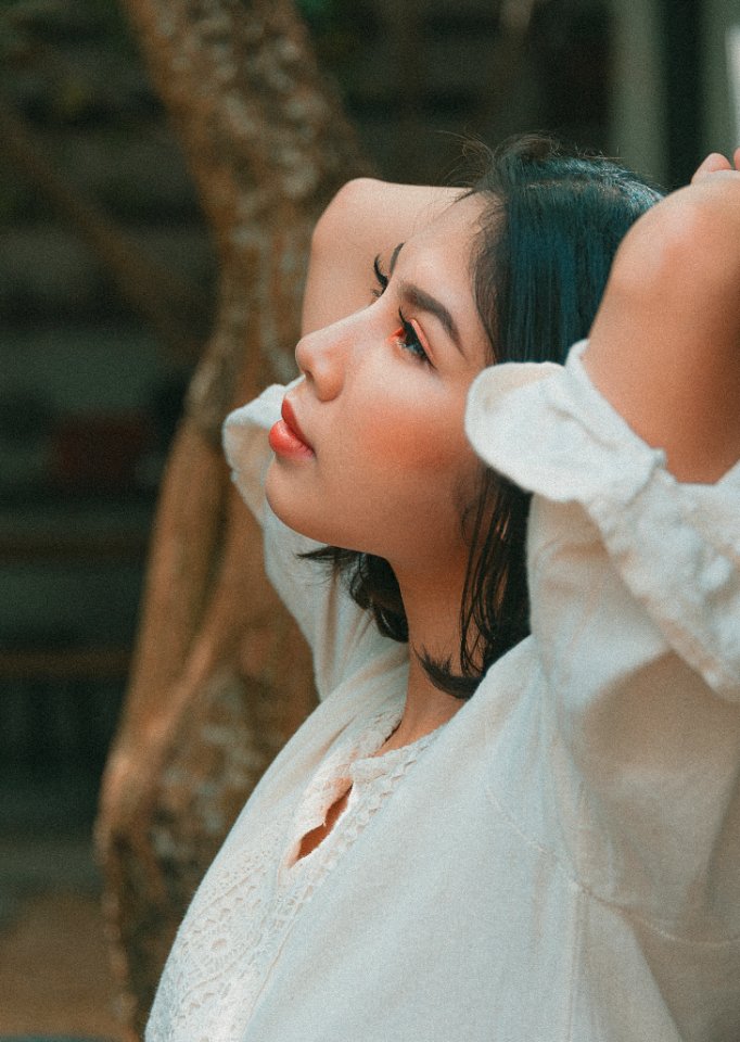 Woman Wearing White Top