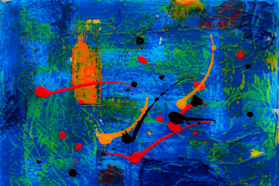 Blue And Multicolored Abstract Painting