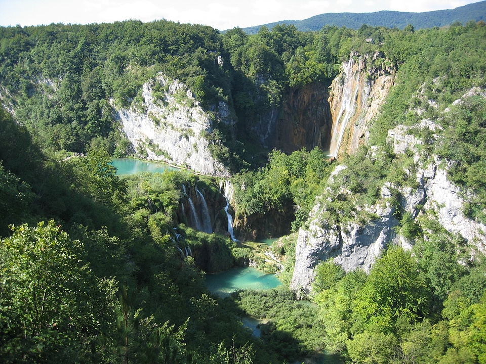 Waterfall lake landscape