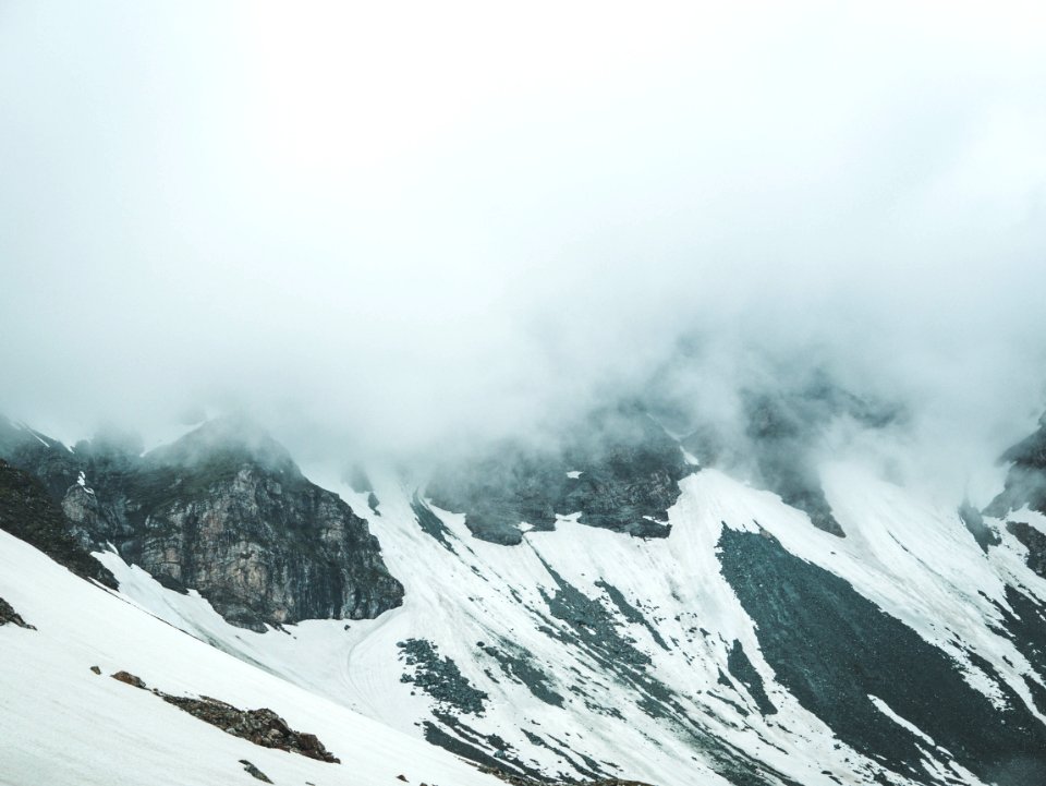Glacier Mountain Surrounded By Fogs