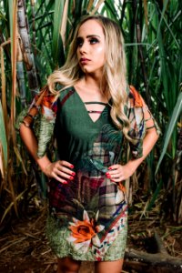Womens Green And Orange Jumpsuit