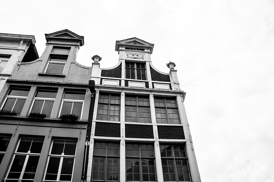 Skyscraper perspective house facade