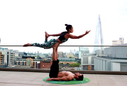 Man And Woman Doing Yoga photo