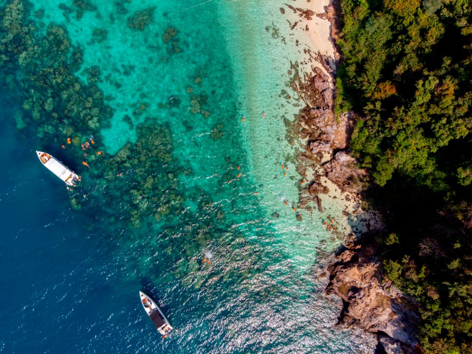 Birds Eye View Of Two Boats On Ocean