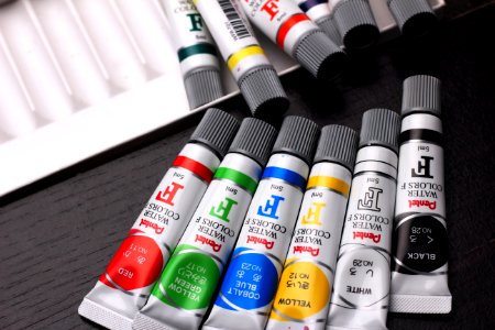 Six Assorted Colour Paint Tubes photo