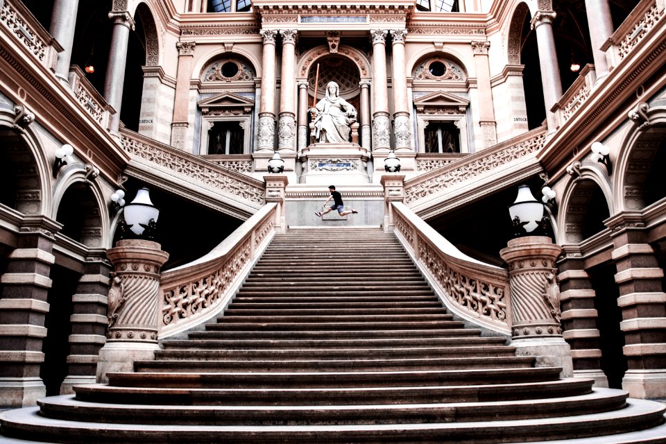 Man On Gray Concrete Staircase