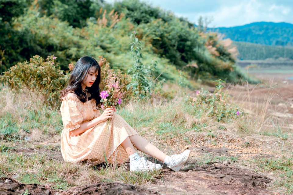 Woman In Brown Dress Under Sunny Sky