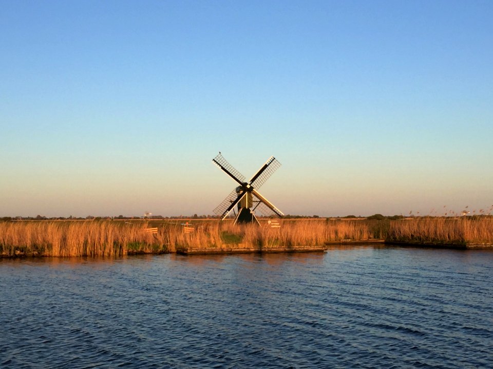 Windmill Sky Morning Sea