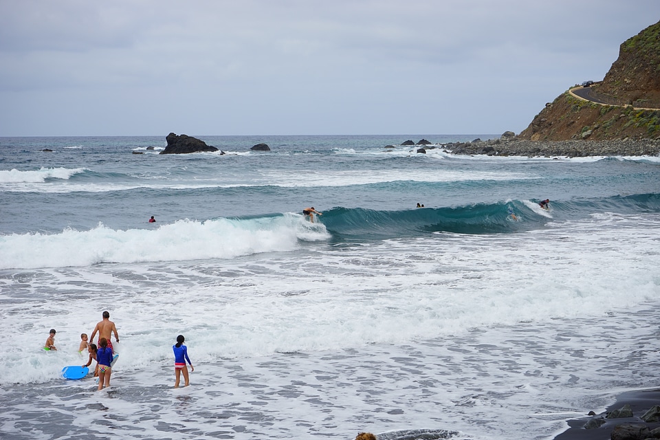 Surfer fun bathing beach