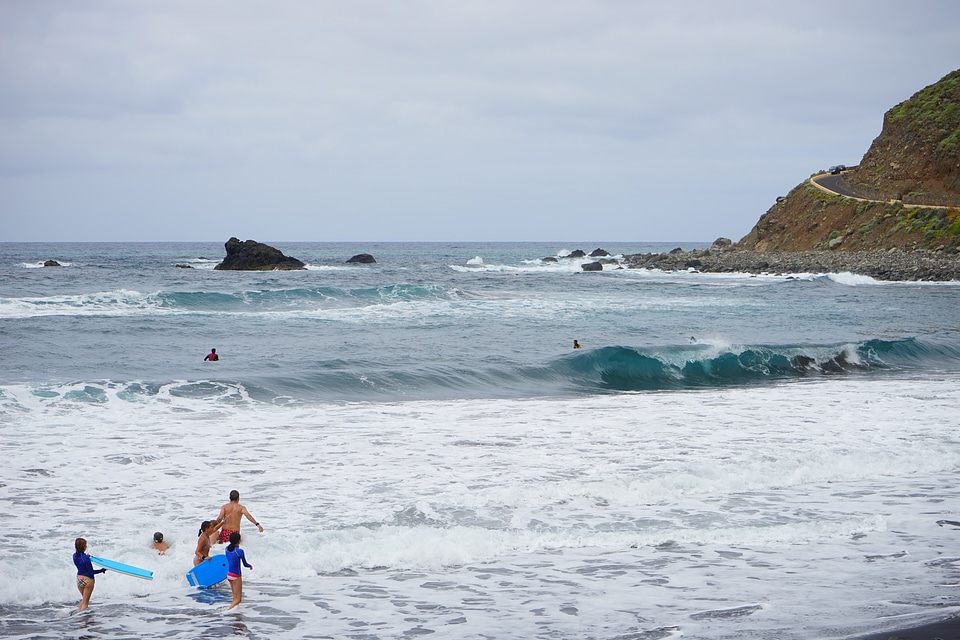 Surfer fun bathing beach