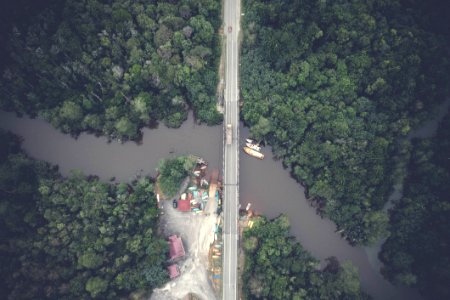 Aerial View Photography Of Gray Concrete Bridge photo