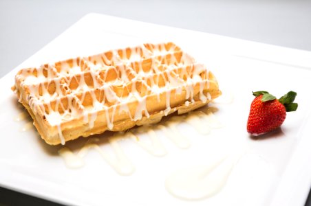 Waffle With Milk And Strawberry