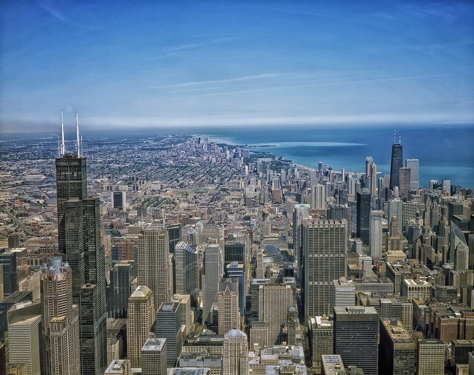 Cities aerial view skyscrapers