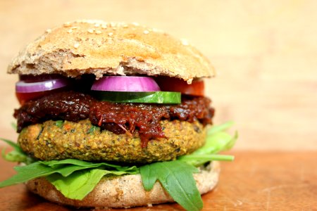 Veggie Burger Hamburger Vegetarian Food Sandwich photo