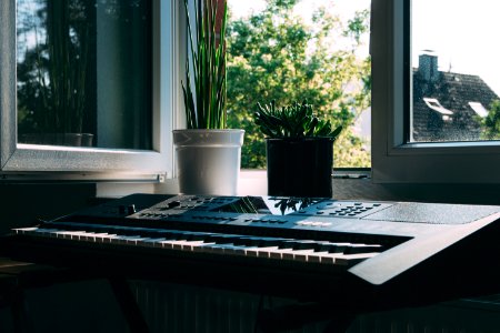 Black Electronic Keyboard Near Window photo
