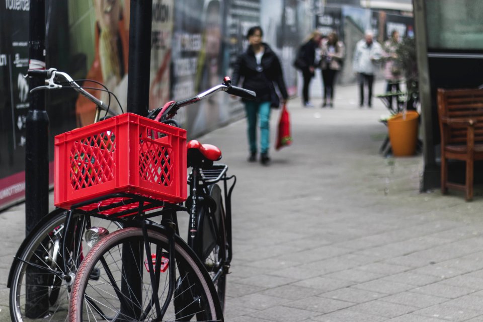 Two Black Bicycles On Post photo