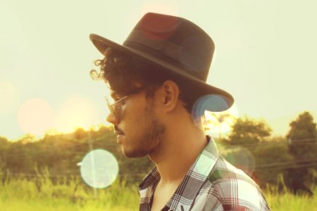 Man Wearing Black Hat And Sunglasses