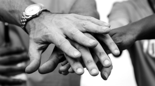 Black And White Photo Of Persons Hands photo