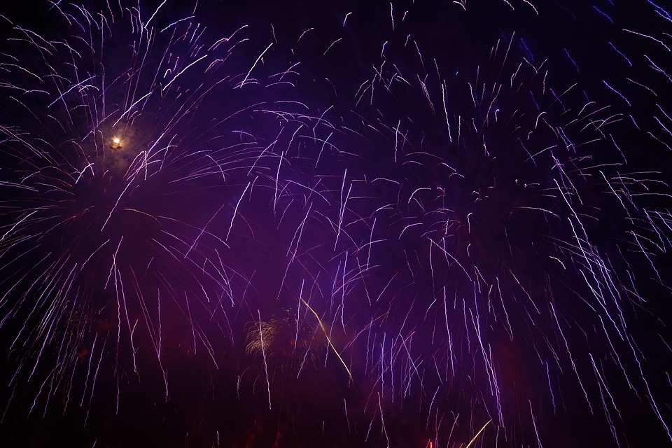 Violet new year's eve shower of sparks