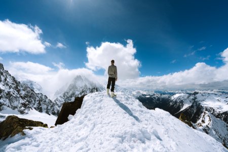 Person Standing On Slope Glacier Mountain