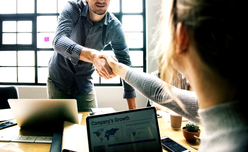 Man Shaking Hands With Woman