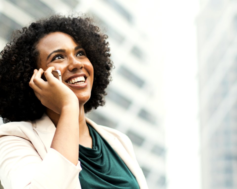 Woman Taking Phone Call photo