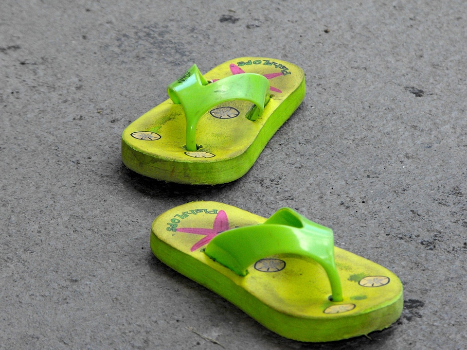 Still life outdoors flip flops