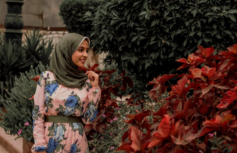 Woman Beside Red Petal Flowers