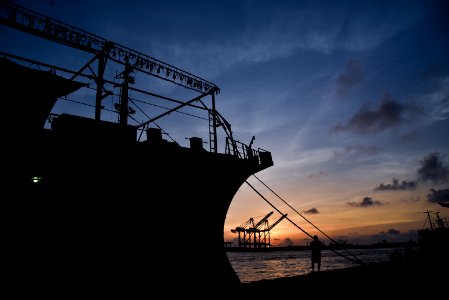 Silhouette Of Ship Docked photo