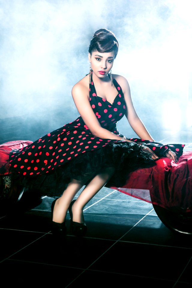 Woman Wearing Black And Red Polka-dot Dress