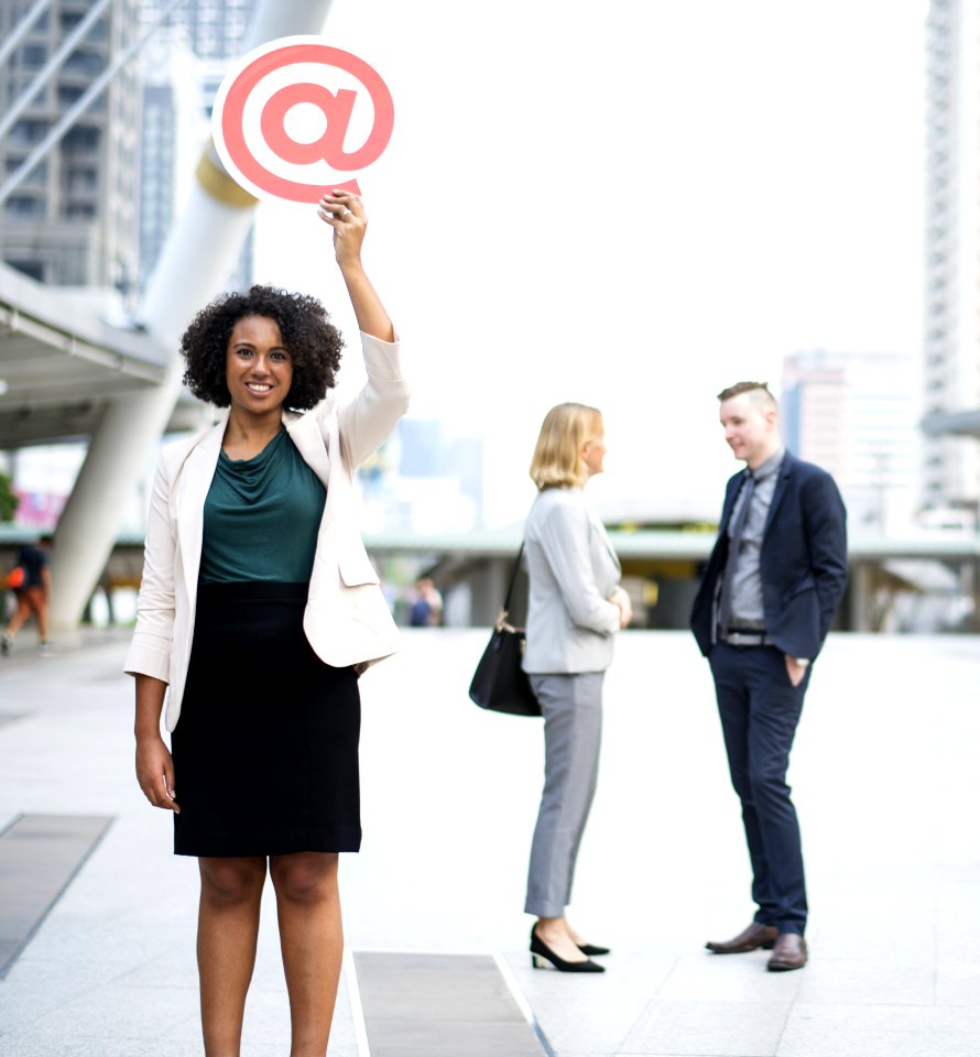 Woman Holding  Sign