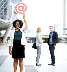 Woman Holding  Sign