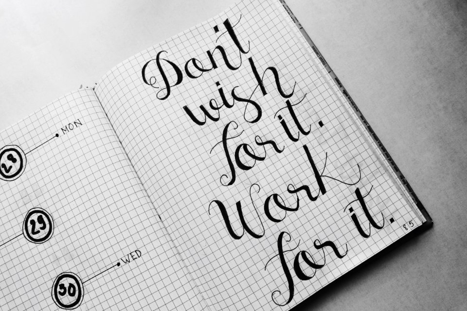 Dont Wish For It Work For It Calligraphy