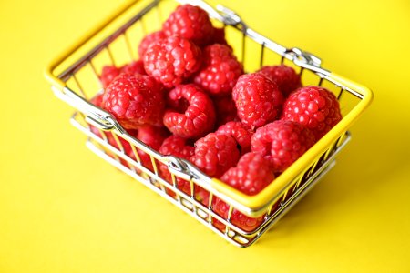 Fresh Raspberries In A Mini Basket photo