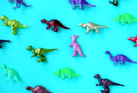 Various Animal Toy Figures In A Colorful Background photo