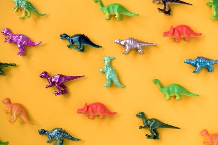 Various Animal Toy Figures In A Colorful Background photo