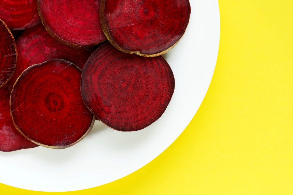 Round Textured Slices Of Beetroot On A Plate