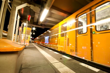 Yellow Train Station Transport Metropolitan Area photo