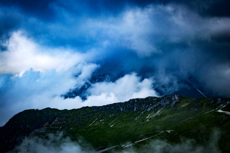 Green Mountain Under Clouds