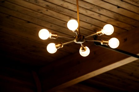 Lighted Brass Chandelier photo