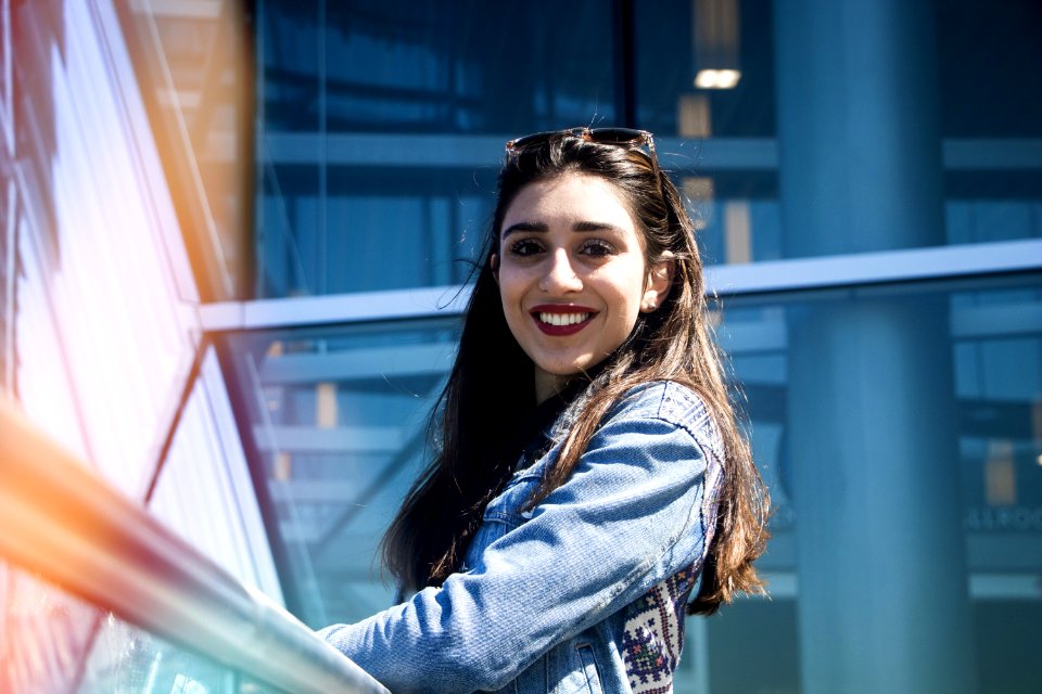 Woman In Blue Denim Jacket photo